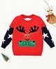 Kookie Kids Full Sleeves Sweater With Reindeer embroidered - Red