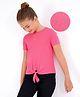 Primo Gino Half Sleeves 2x2 Rib Mock Knot T-shirt with Pineapple Trinket in Softer Cotton Elastane Fabric - Pink