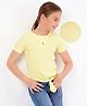 Primo Gino Half Sleeves 2x2 Rib Mock Knot T-shirt with Pineapple Trinket in Softer Cotton Elastane Fabric - Yellow