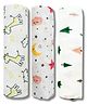 LazyToddler Cotton Soft Flannel Swaddles Wrap For Newborn Baby Car Star & Plus Print Pack of 3- Multicolor