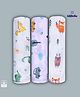 LazyToddler Cotton Soft Flannel Swaddles Wrap For Newborn Baby Car Dino & Fox Print Pack of 3- Multicolor