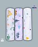 LazyToddler Cotton Soft Flannel Swaddles Wrap For Newborn Baby Car Dino & Shapes Print Pack of 3- Multicolor