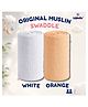 LazyToddler Cotton Organic Muslin Baby Swaddles - White & Orange