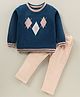 ToffyHouse Full Sleeves T-Shirt And Trouser Teddy Print - Blue