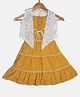 Peppermint Sleeveless Pleated & Tiered Dress With Lace Embellished Cape - Mustard