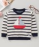 ToffyHouse Full Sleeves Pre Winter Wear T-shirt Boat Embroidered - Blue