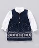 ToffyHouse Full Sleeves Inner Tee With Winter Frock Snowflake Design- Navy Blue