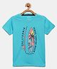 Mackly Half Sleeves California Venice Surfing Beach Printed T Shirt - Blue