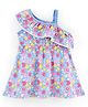 Babyhug 100% Cotton One Shoulder Printed Frock - Blue