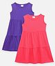 Lilpicks Couture Pack Of 2 Sleeveless All Over Polka Print Fit And Flare Dress - Purple Pink