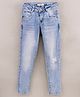 Vitamins Full Length Denim Washed Ripped Jeans - Blue
