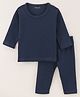 Kanvin Full Sleeves Thermal Vest & Lounge Pant - Navy Blue