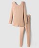 Kanvin Full Sleeves Thermal Tee & Bottom Set - Cream