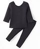 Kanvin Full Sleeves Thermal Tee & Bottom Set - Black