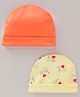 Ben Benny Cotton Knit Caps Printed & Solid Multicolor Pack of 2- Diameter 8.5 cm