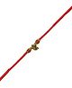 Arendelle Gold Plated Shree Ganesh & Rudraksha Detail Rakhi For Brother - Red