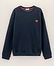 Smarty Boys Full Sleeves 100% Cotton Popcorn Knit Solid Color T-Shirt With Lycra - Navy Blue