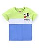 Babyhug Cotton Knit Half Sleeves Cut & Sew T-Shirt Mickey Mouse Print - Blue & Green