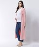 The Vanca Full Sleeves Solid Maternity Long Shrug - Pink