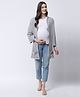 The Vanca Three Fourth Sleeves Solid Maternity Pocket Detail Short Shrug - Grey