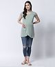 The Vanca Short Sleeves Solid Maternity Wrap Top With Feeding Access - Green