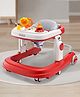 Babyhug Zest Musical Baby Walker With Adjustable Height anti Fall Protection & Toy Bar- Red & White| Rear Wheels with Speed Control| Removable Toy Tray| Adjustable Cushion Seat| BIS Certified