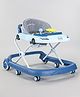 Babyhug Little Racer Car Shape Walker - Blue| Removable Toy Tray| Smooth Swivel Wheels| Light & Music| Comfortable Seat