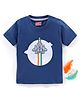 Babyhug Half Sleeves Cotton T-Shirt Rocket & Indian Flag Print - Navy Blue
