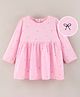Zero Full Sleeves Frock Bow Print - Pink