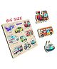Enorme Big Wooden Vehicles Puzzle with Knobs Multicolour - 9 Pieces