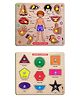 Enorme Mini Wooden Human Body Parts, Shape and Colors Puzzle with Knobs, Educational and Learning Game For Kids Multicolour - 19 Pieces