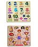 Enorme Mini Wooden Human Body Parts and Numbers Puzzle with Knobs, Educational and Learning Game For Kids Multicolour - 20 Pieces