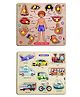 Enorme Mini Wooden Human Body Parts and Vehicles Puzzle with Knobs Educational and Learning Game For Kids Multicolour - 19 Pieces