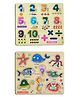 Enorme Mini Wooden Numbers and Sea Animals Puzzle with Knobs Multicolour - 19 Pieces