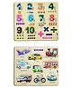 Enorme Mini Wooden Numbers and Vehicles Puzzle with Knobs Multicolour - 19 Pieces