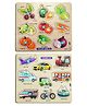 Enorme Mini Wooden Vegetables and Vehicles Puzzle with Knobs Multicolour - 18 Pieces