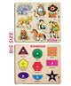 Enorme Big Wooden Shape Colors and Animals Puzzle with Knobs Educational and Learning Game For Kids Multicolour - 17 Pieces