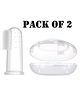 Enorme Baby Silicone Finger Toothbrush with the case for Easy Cleaning Massaging Soothing Gums and Oral Hygiene Pack of 2 - White