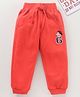 Kookie Kids Terry Full Length Lounge Pant With Patch Work- Coral