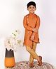 P-MARK Full Sleeves Design Detail Asymmetric Surface Style Kurta With Pyjama - Orange