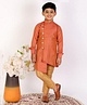 P-MARK Full Sleeves Design Detail Asymmetric Surface Style Kurta With Pyjama - Brown
