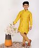 P-MARK Full Sleeves Design Detail Asymmetric Surface Style Kurta With Pyjama - Yellow