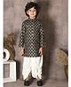 Lilpicks Couture Full Sleeves Peacock Feather Motif Printed Kurta & Dhoti Set - Green & White