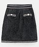 Primo Gino Knit Mid Thigh Textured Skirt with Lining - Black