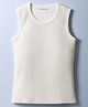 Kanvin Cotton Knit Sleeveless Solid Thermal Vest - White
