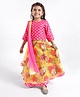Exclusive from Jaipur Full Sleeves Choli & Lehenga with Dupatta Floral Print - Yellow Pink