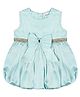 ShopperTree Sleeveless Stone Embellished Bow Detail Solid Balloon Flare Party Wear Dress - Green