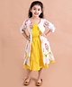 Pspeaches Sleeveless Leheriya Dress With Three Fourth Sleeves Floral Printed Cape - White