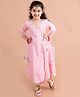 Pspeaches Three Fourth Sleeves Bandhni Angarakha Kurta & Pajama Set - Pink