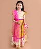 Pspeaches Short Sleeves Floral Motif Printed Tassel Detail Choli With Lehenga And Dupatta - Yellow